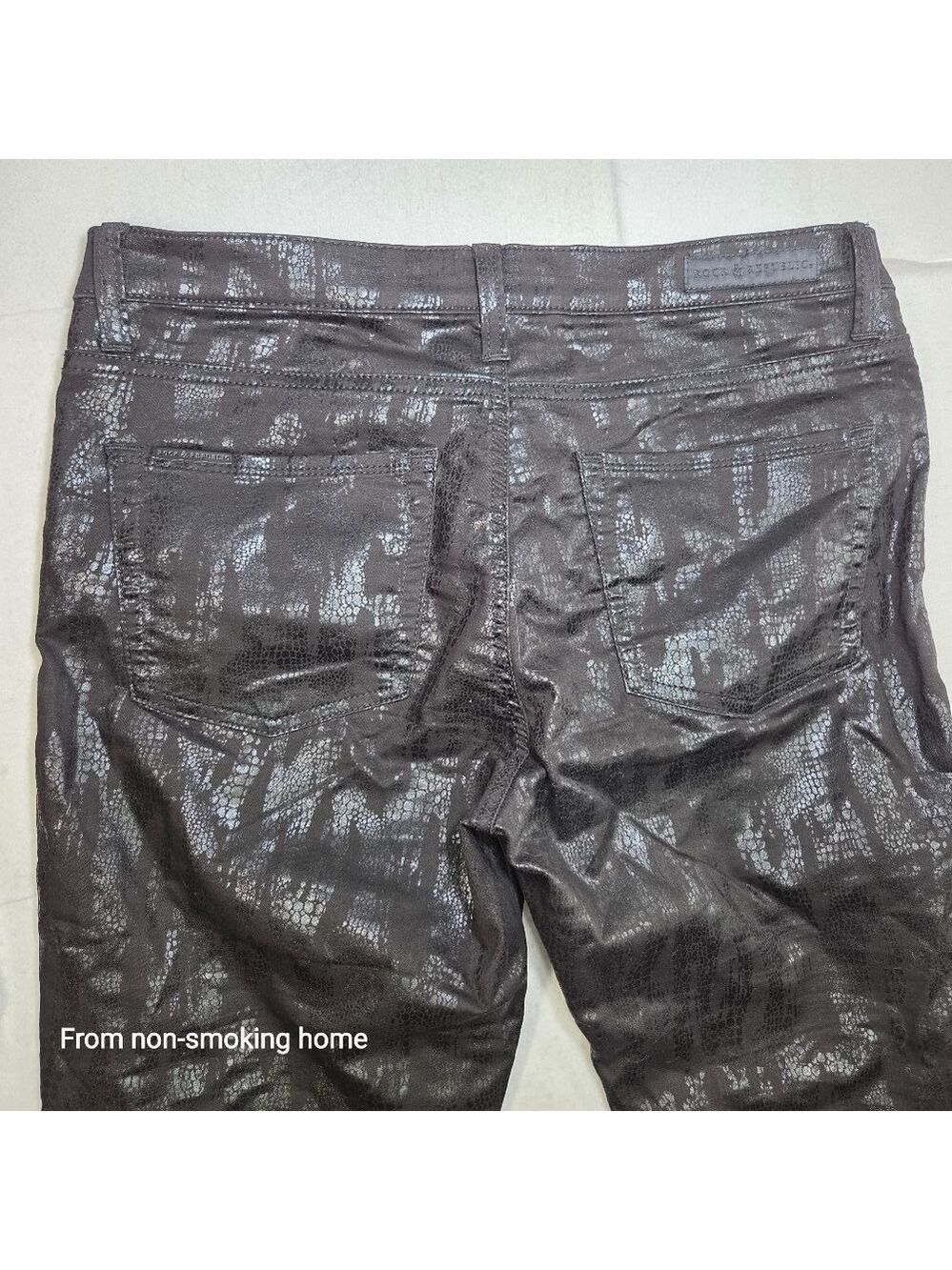 Women's Rock & Republic Skinny Jeans Size 14 Black Silver Snake Print - Picture 4 of 8